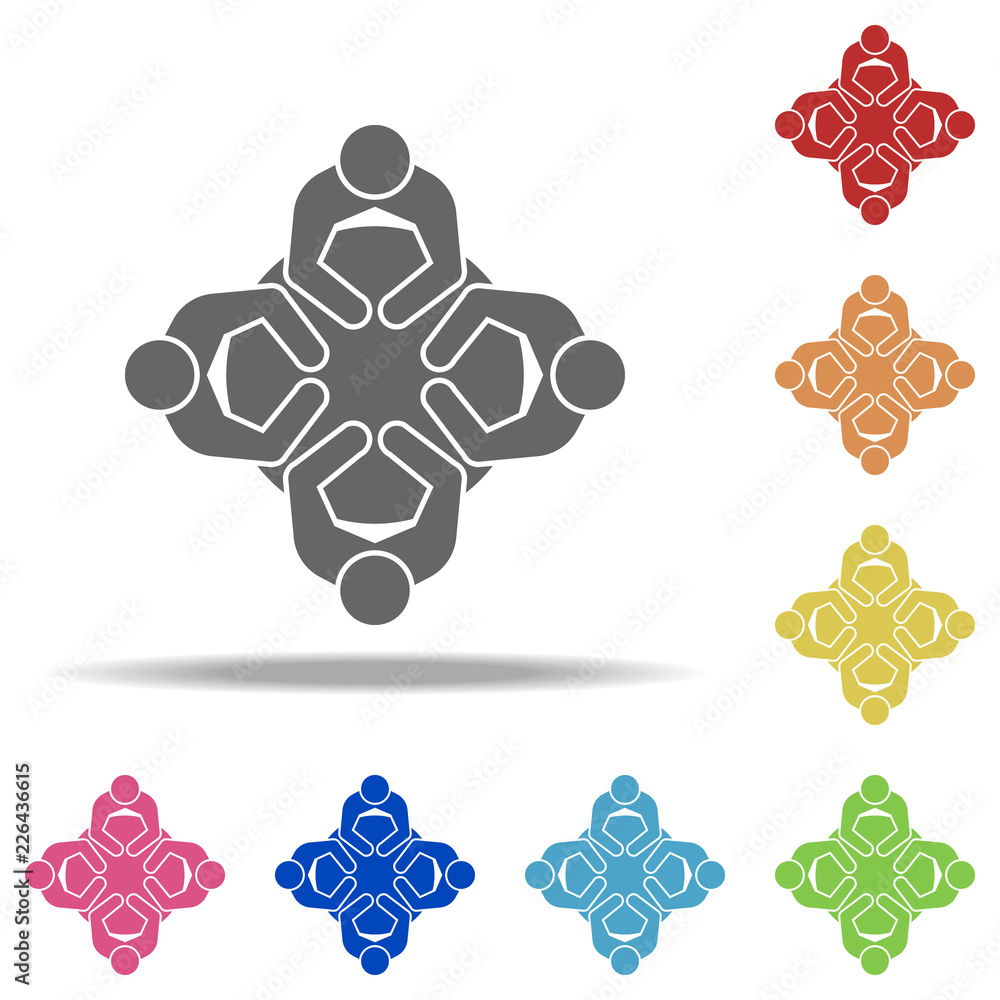 Poster round-table discussion icon. elements of conversation in multi colored icons. simple icon for websit