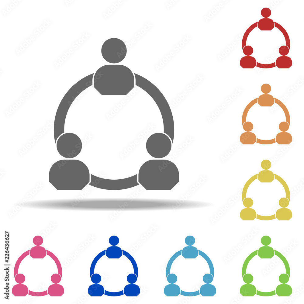 Poster connection of three people icon. elements of conversation in multi colored icons. simple icon for we