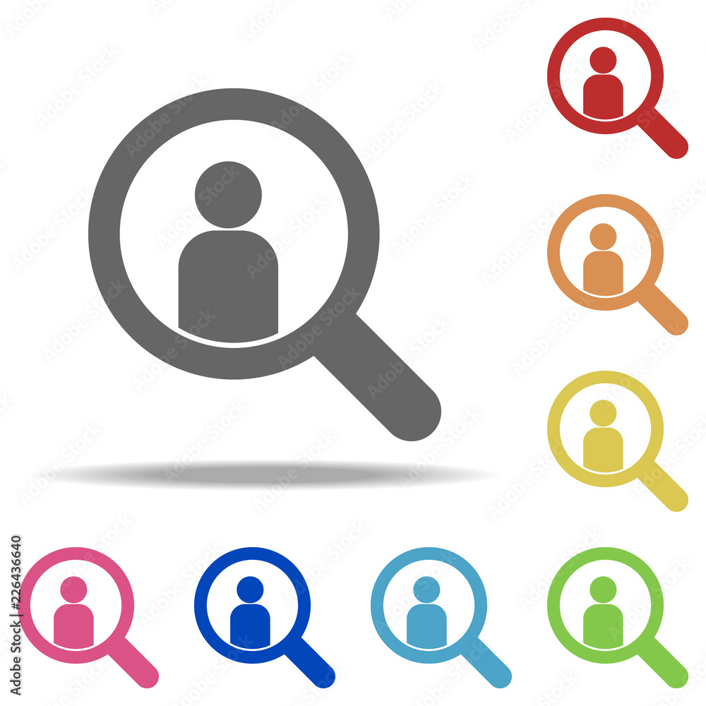Poster search for a person icon. elements of conversation in multi colored icons. simple icon for websites,