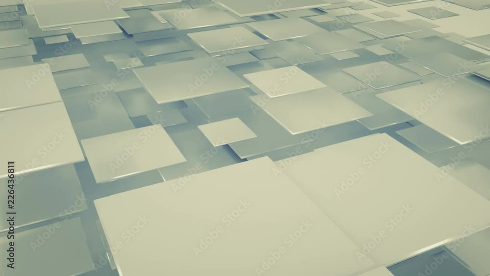 Poster flying squares abstract geometric background. seamless loop 3d render animation 4k uhd 3840x2160