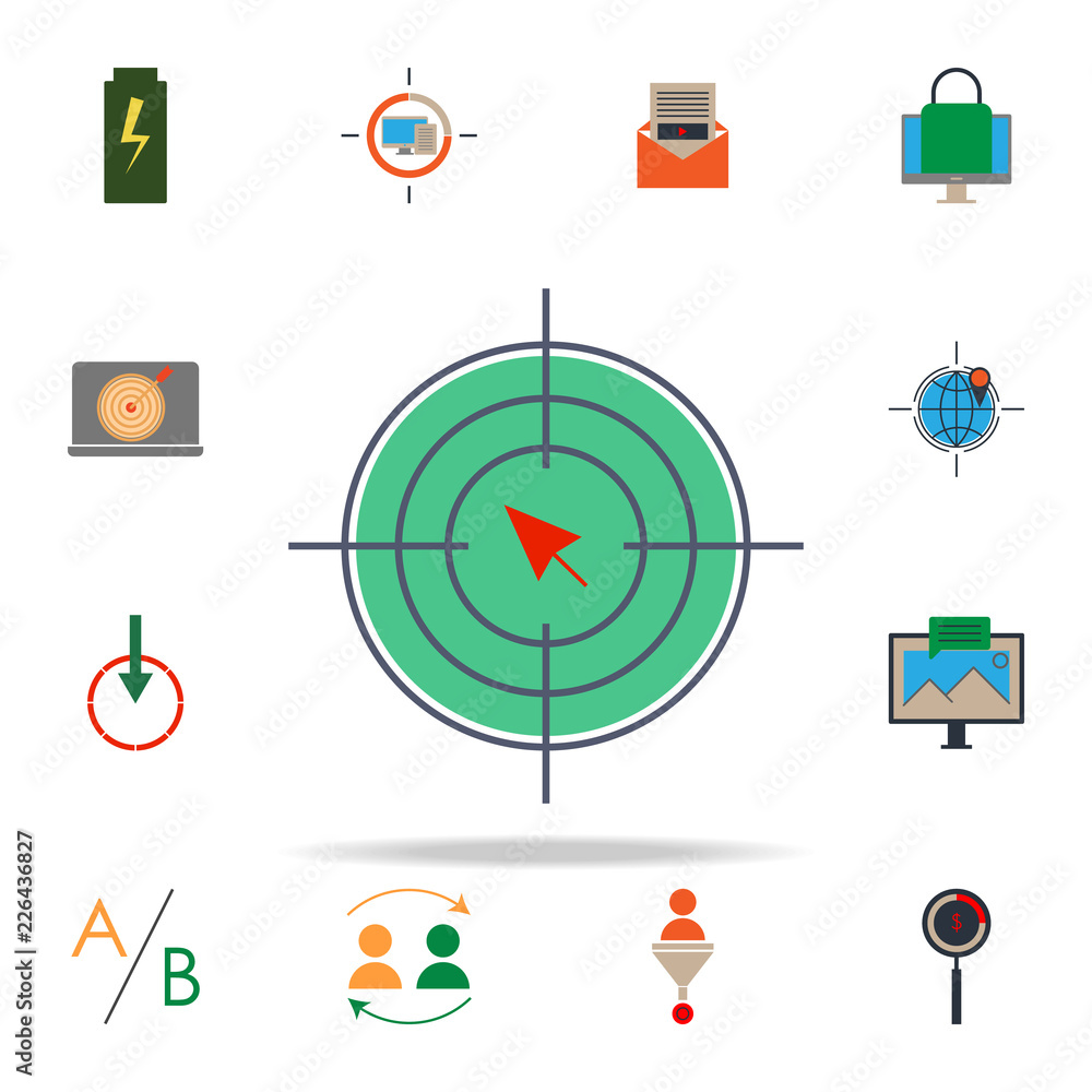 Aufkleber colored behavioral targeting icon. marketing icons universal set for web and mobile