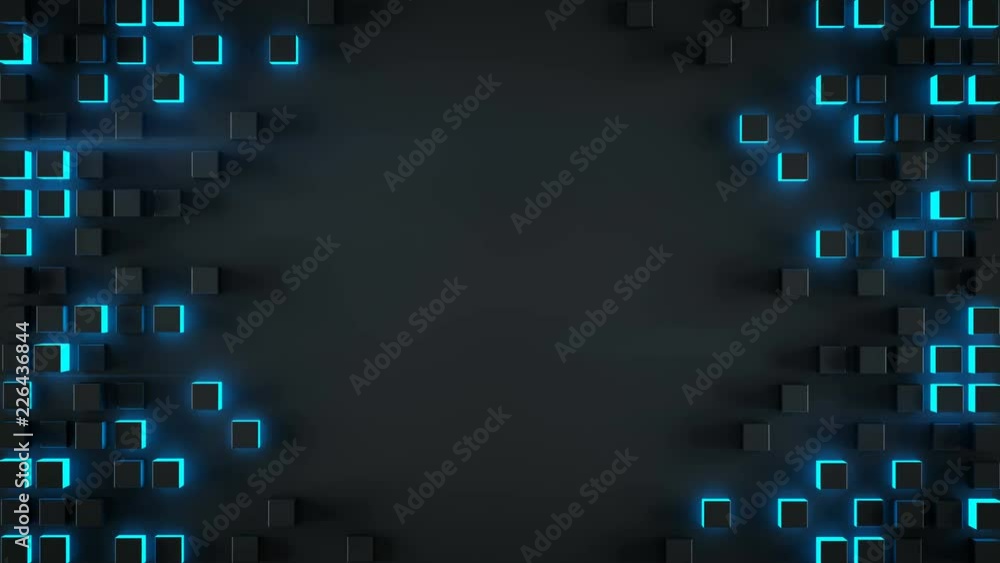 Poster frame of blue cubes. abstract motion background. 3d render seamless loop animation 4k uhd 3840x2160