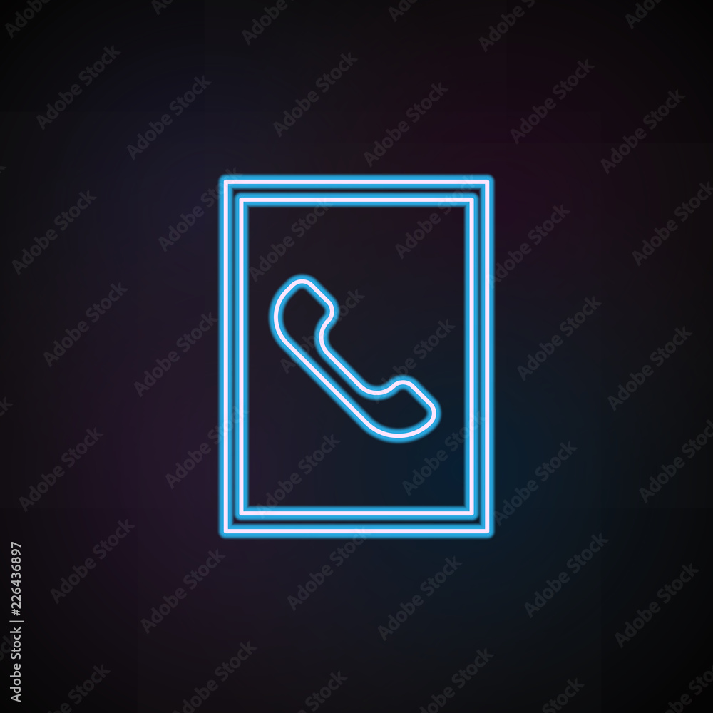 Poster handset in frame icon in neon style. one of mobile banking collection icon can be used for ui, ux