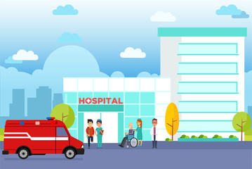 Modern Hospital building flat vector