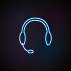 headphones icon in neon style. One of Mobile banking collection icon can be used for UI, UX