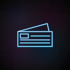bank checks icon in neon style. One of Mobile banking collection icon can be used for UI, UX