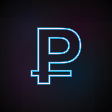 ruble symbol icon in neon style. One of Mobile banking collection icon can be used for UI, UX