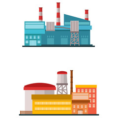 Factory plant building in flat vector style