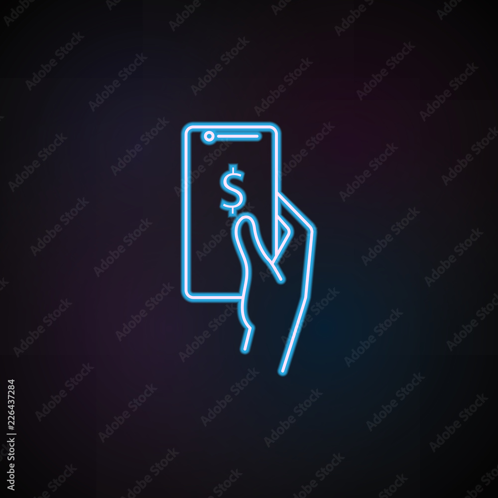 Poster user mobile banking icon in neon style. one of mobile banking collection icon can be used for ui, ux