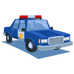 Blue police car cartoon vector