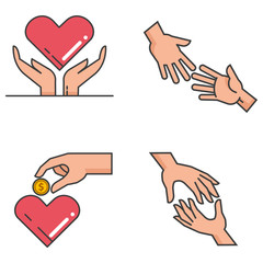Vector illustration of hand charity symbol