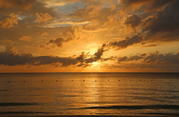 Colorful sunset sky over Caribbean Sea, Jamaica
