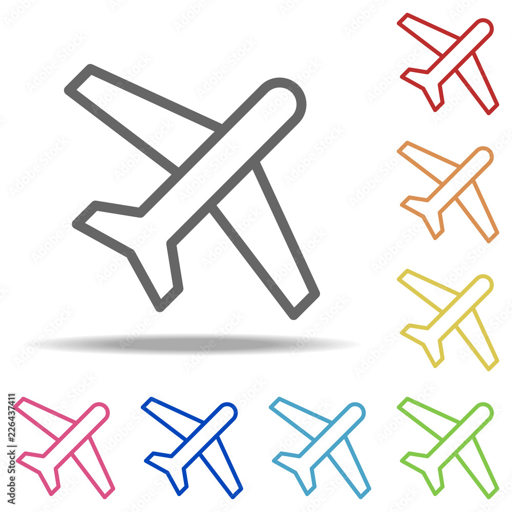Poster aircraft icon. elements of navigation in multi colored icons. simple icon for websites, web design, 