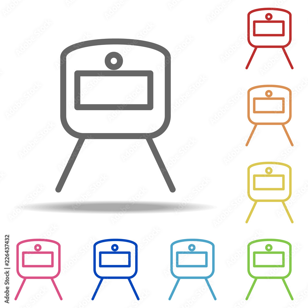 Poster a train icon. elements of navigation in multi colored icons. simple icon for websites, web design, m