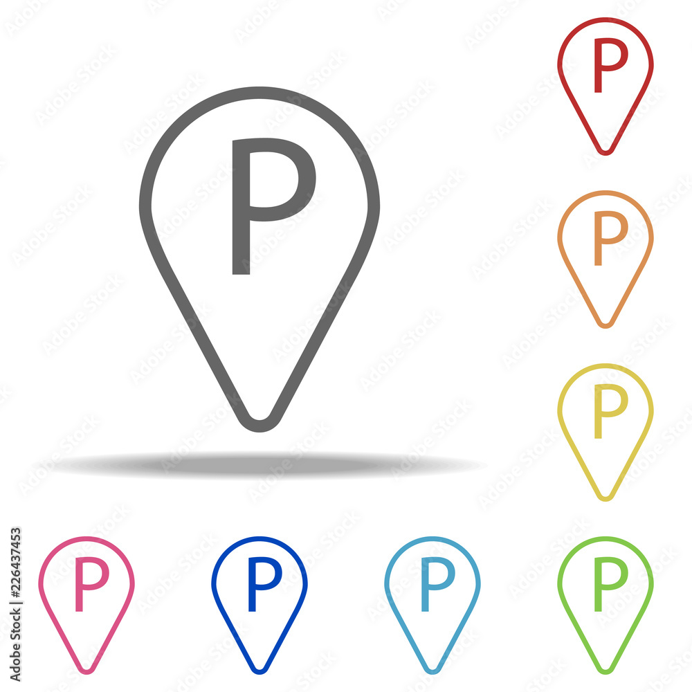 Poster pin parking icon. elements of navigation in multi colored icons. simple icon for websites, web desig