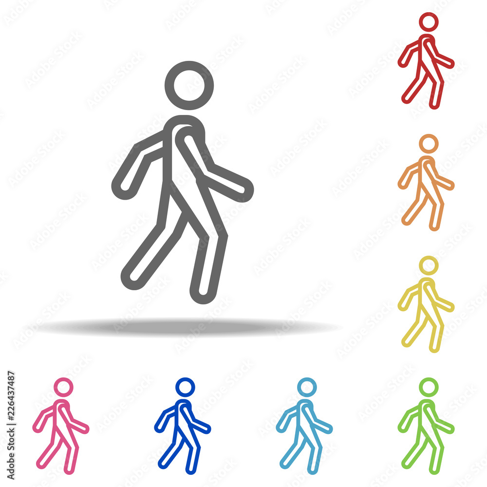 Poster a pedestrian icon. elements of navigation in multi colored icons. simple icon for websites, web desi