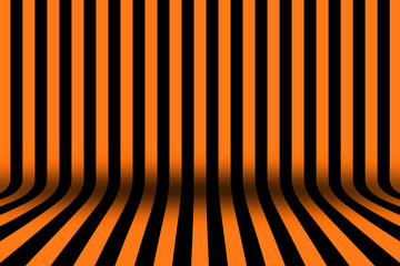 Stripe room in black and orange design for Halloween card background.