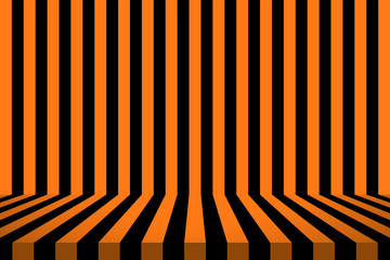 Stripe room in black and orange design for Halloween card background.