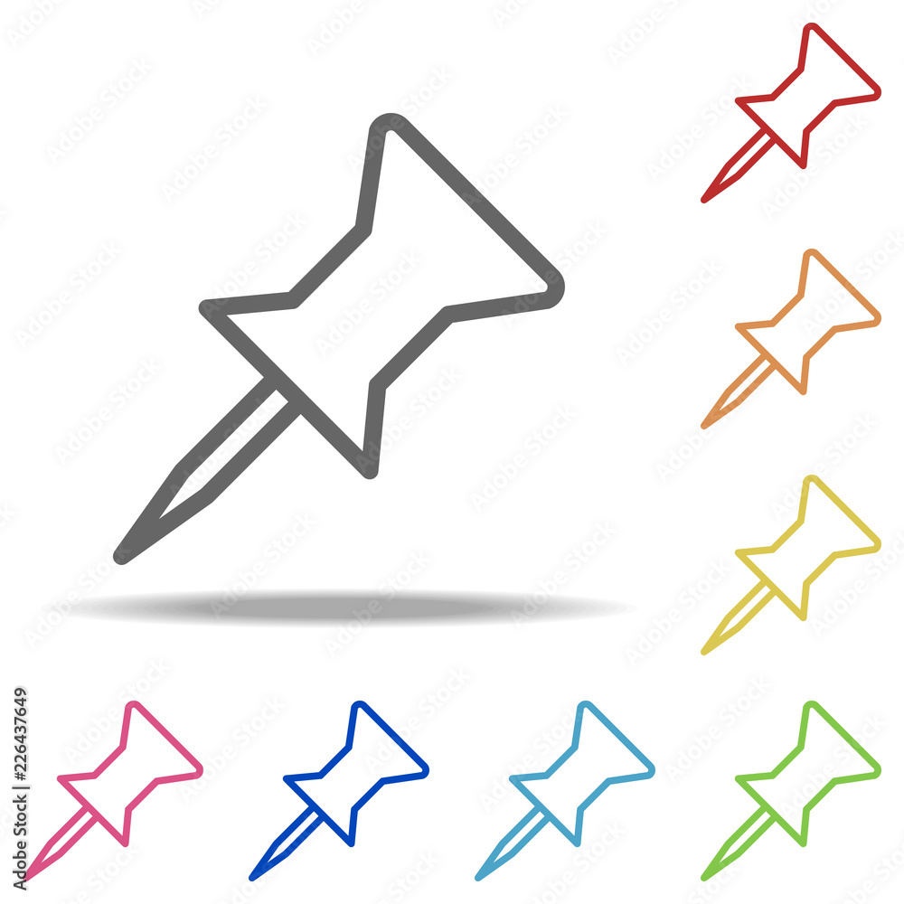 Poster pin for papers icon. elements of navigation in multi colored icons. simple icon for websites, web de