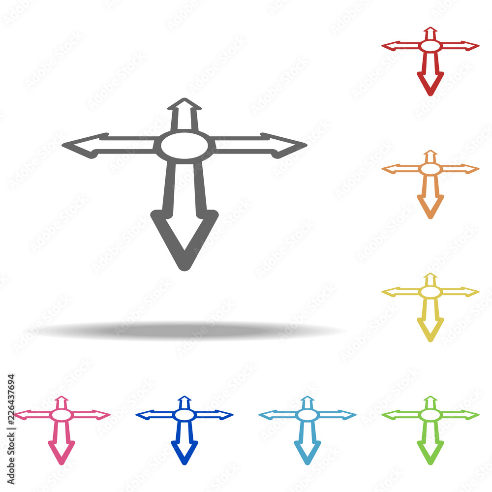Poster directions in the navigator icon. elements of navigation in multi colored icons. simple icon for web