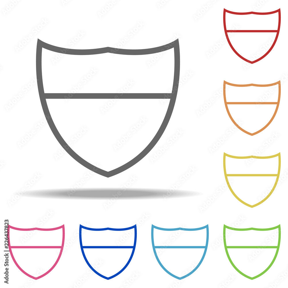 Aufkleber shield icon. elements of navigation in multi colored icons. simple icon for websites, web design, mo