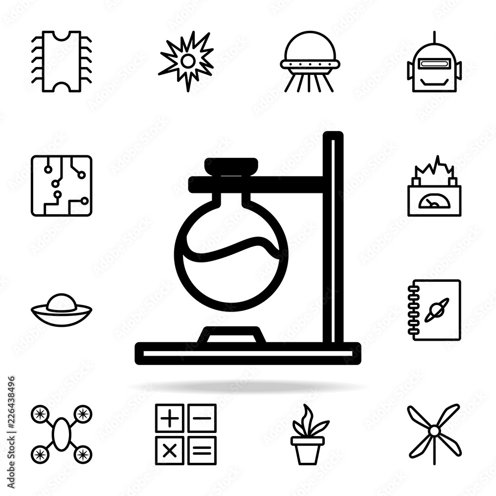 Poster flask on fire icon. science icons universal set for web and mobile