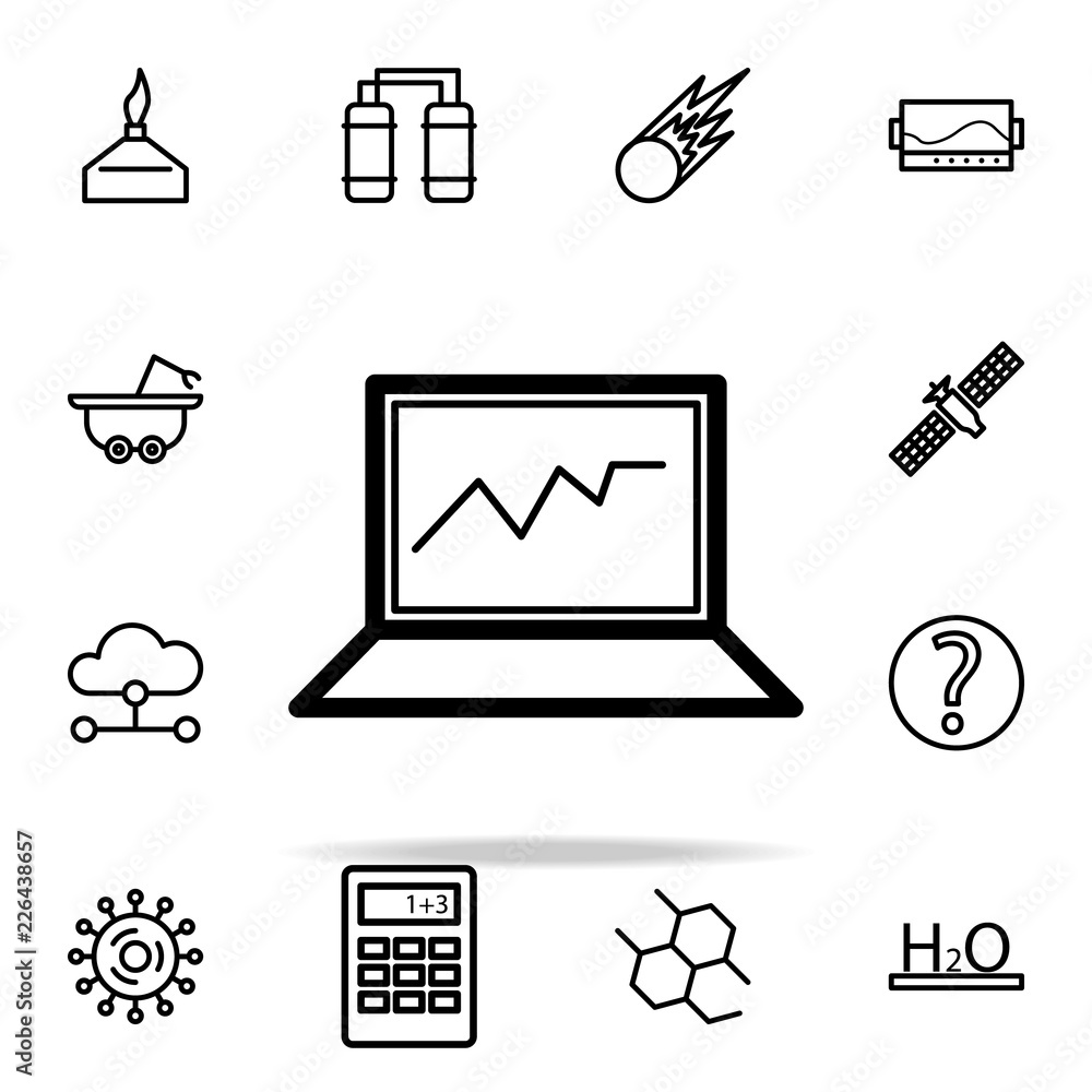Aufkleber graph on laptop icon. science icons universal set for web and mobile
