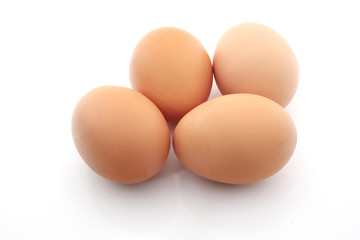 Eggs on white background
