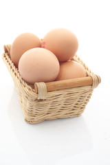 Eggs on white background