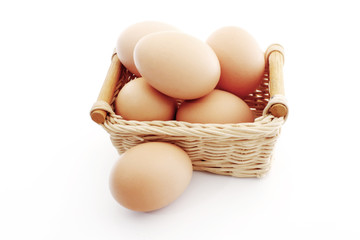 Eggs on white background
