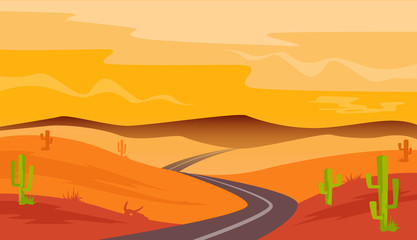 desert road cactus sandstone landscape