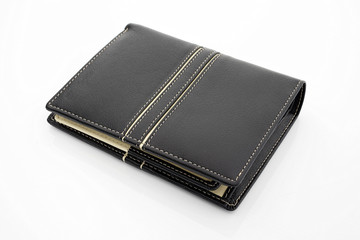 Leather wallet on white background