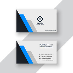 minimal blue geometric business card design