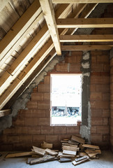 Obraz na płótnie Canvas Building a house, wooden beams