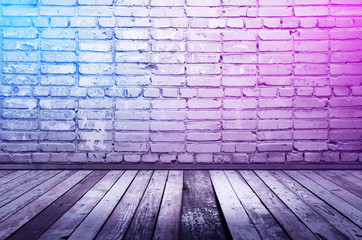 bricks room with neon lights