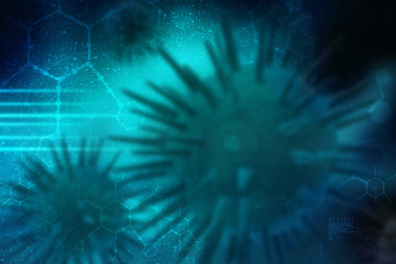 3d rendering Virus bacteria cells background