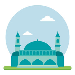 Blue mosque in flat vector