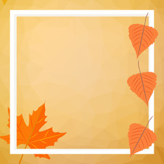 Yellow maple leaf on a colored polygonal background
