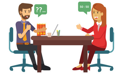 Two businessmen negotiating about business