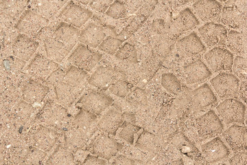 Tire tracks on a wet muddy road