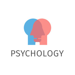 Modern head sign Logo of Psychology. Profile two Human.. Symbol in vector.