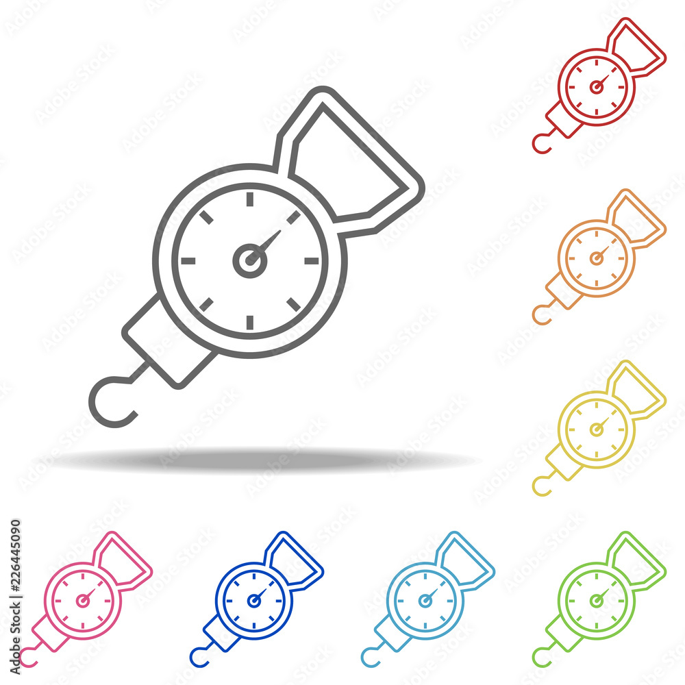 Poster hook scales icon. elements of camping in multi colored icons. simple icon for websites, web design, 