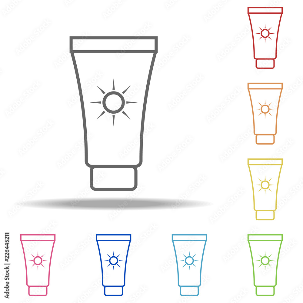 Poster sunblock icon. elements of camping in multi colored icons. simple icon for websites, web design, mob
