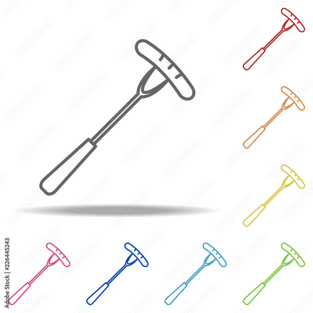 Poster sausage on the fork icon. elements of camping in multi colored icons. simple icon for websites, web 