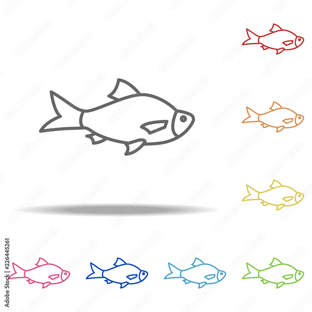 Poster a fish icon. elements of camping in multi colored icons. simple icon for websites, web design, mobil
