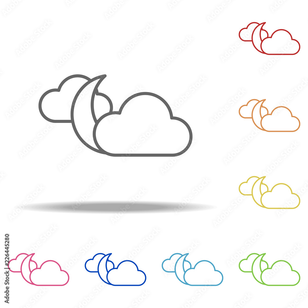 Poster the moon behind the clouds icon. elements of camping in multi colored icons. simple icon for website