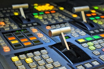 Equipment in outside broadcasting van.
