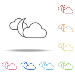 the moon behind the clouds icon. Elements of Camping in multi colored icons. Simple icon for websites, web design, mobile app, info graphics