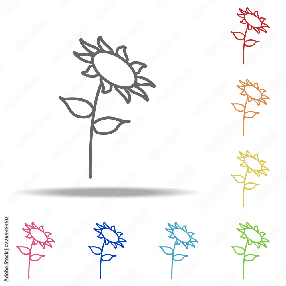 Poster sunflower icon. elements of camping in multi colored icons. simple icon for websites, web design, mo