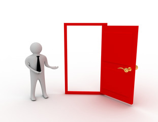 3d man and open door